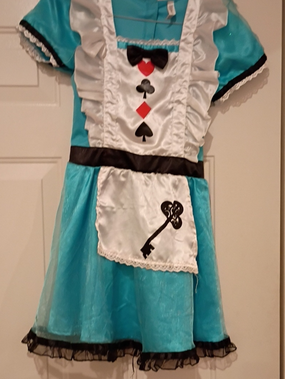 Girls Aqua Alice-Style Costume Dress with White Apron